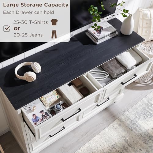 Farmhouse 8 Drawers Dresser Chests for Bedroom, Antique White, view 5
