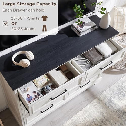 Farmhouse 8 Drawers Dresser Chests for Bedroom, Antique White, view 5