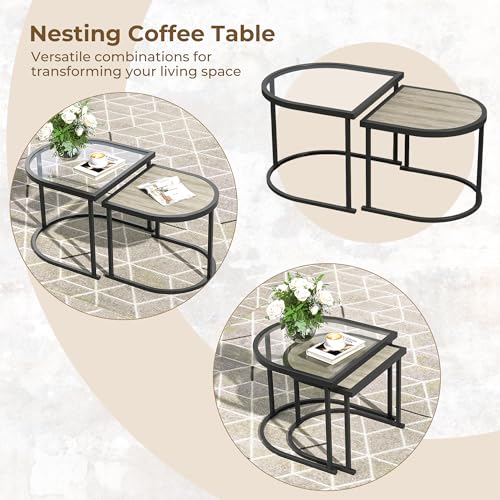 5-Piece Outdoor Furniture Set, 4 Seats Wicker Sofa Conversation Set with Thick Cushions and Coffee Table, for Backyard, Balcony, Garden (Beige)