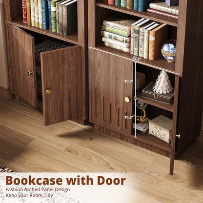 Book Shelf and Bookcases with Doors & Cabinet, Walnut Brown, view 7