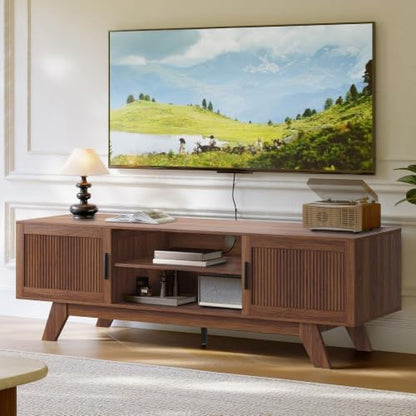 59.5" Fluted TV Stands for 65 Inch TV, Mid Century Modern, view 2