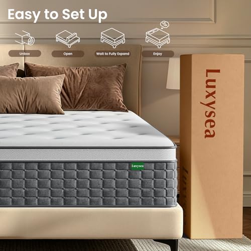Queen Mattress 12 Inch, Medium Firm Feel, Queen Size Mattresses in Box, Individually Pocket Coils for Motion Isolation, Cooling & Comfortable Sleep with Gel Foam, CertiPUR-US Certified