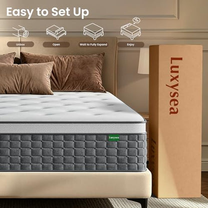 Queen Mattress 12 Inch, Medium Firm Feel, Queen Size Mattresses in Box, Individually Pocket Coils for Motion Isolation, Cooling & Comfortable Sleep with Gel Foam, CertiPUR-US Certified