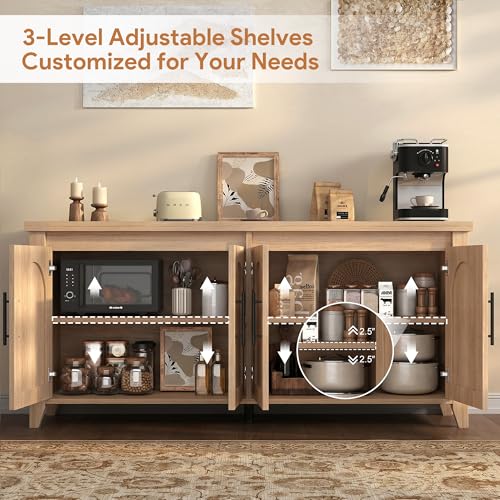 63" Fluted Sideboard Buffet Cabinet with Storage, view 4