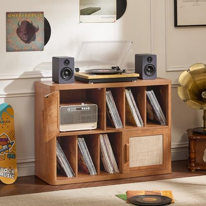 Large Record Player Stand with Vinyl Storage Up to 450 Albums, view 4