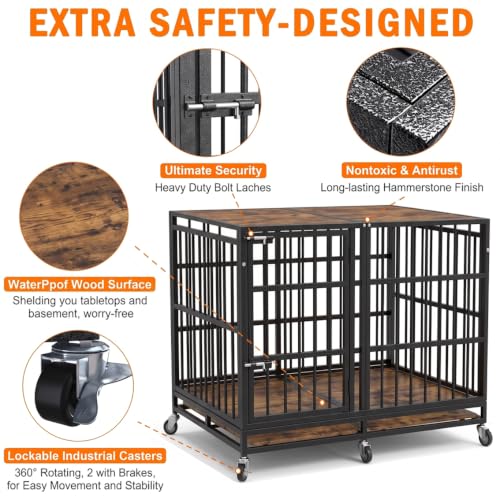 BOLDBONE 54'' Dog Crate Furniture, Dog Kennel Indoor for Large/Giant Dogs, view 3