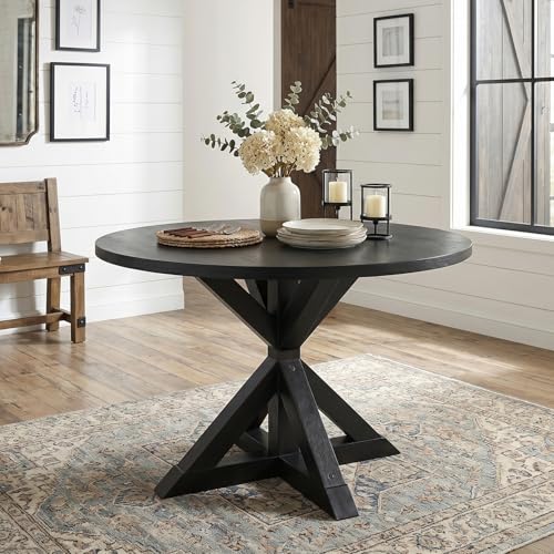 Windvale Cross-Buck Base Dining Table, Black
