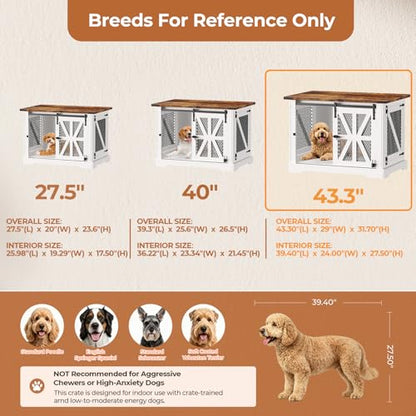 43.3" Farmhouse Dog Crate Furniture for Medium Dogs Up to 55 lb, view 4