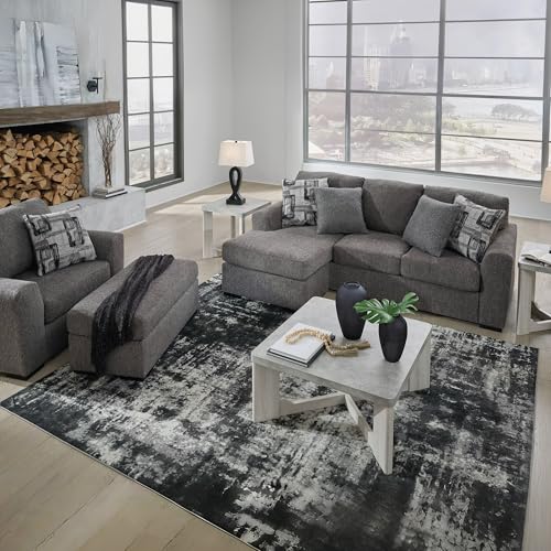 Signature Design by Ashley Gardiner Modern Upholstered Oversized Chair with 1 Throw Pillow, Gray