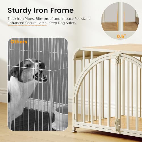 Furniture Style Dog Crate, 30 Inch Dog Kennel Indoor with Arched Doors, view 5