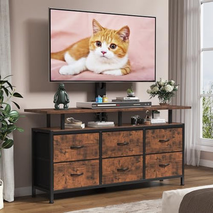 Rustic Brown TV Stand with Mount for 32/45/55/60/65/75 inch TVs, view 8