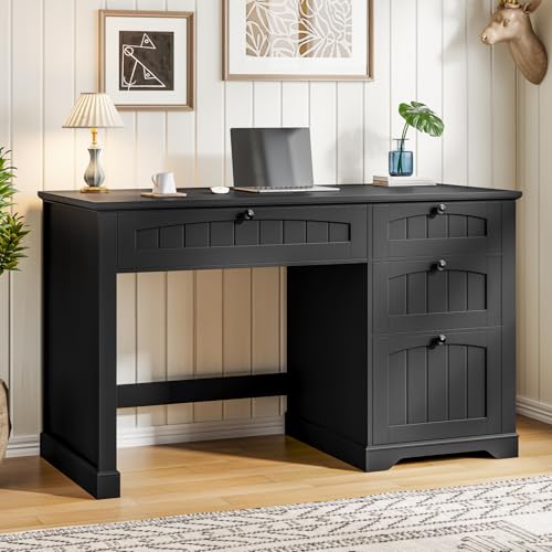 Farmhouse 47" Executive Desk with 4 Drawers, Black, view 7