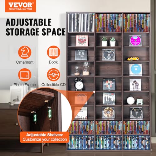 Media Storage Cabinet, 9-Layer DVD Shelf, Adjustable CD Shelves 27 Compartments, view 6