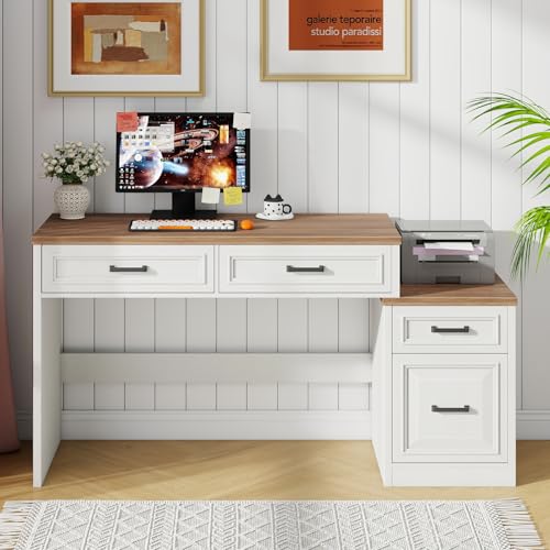 61" Farmhouse Computer Desk with Storage and File Drawer, view 7