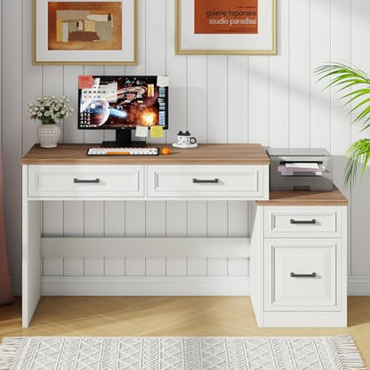 61" Farmhouse Computer Desk with Storage and File Drawer, view 7
