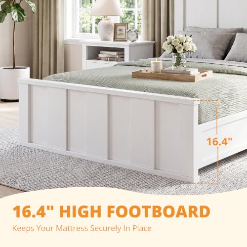 Queen Bed Frame with 50" Tall Headboard, Farmhouse Platform Bed, view 5