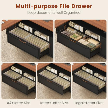 70.9" x 55" L Shaped Standing Desk with 4 Drawers, Electric Executive Desk, view 7