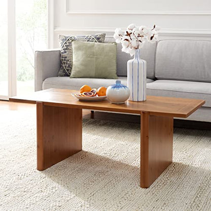 SAFAVIEH Home Collection Truman Mid-Century Modern Brown Rectangle Wood Coffee Table