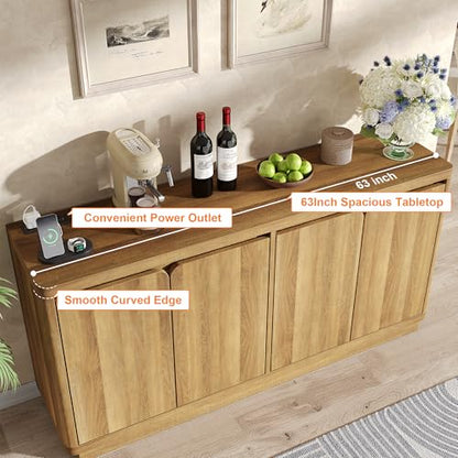 63" Buffet Cabinet with Storage & Power Outlet, view 5