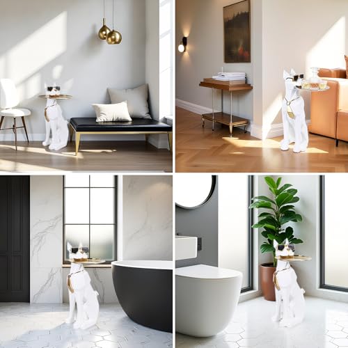 White 27-Inch Dog Side Table, Butler Statue with Tray & Tissue Holder, view 8