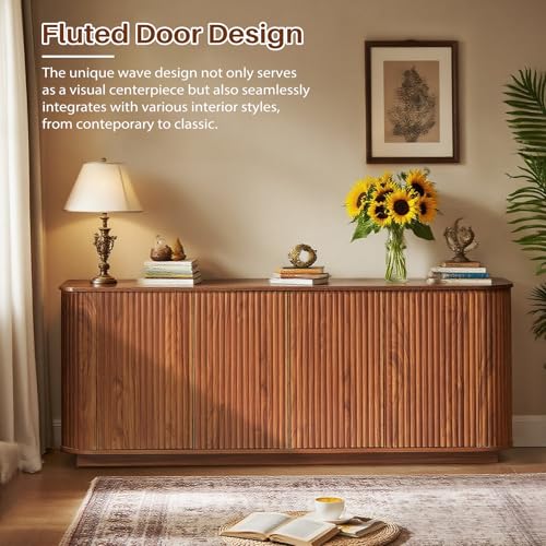 Fluted TV Stand for TVs Up to 75 Inch, view 5