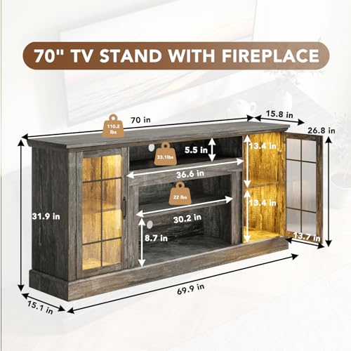 MXV 70" Farmhouse TV Stand for 80 Inch TV, view 3