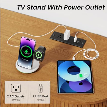63 Inch Mid Century Modern TV Stand with Power Outlet for TVs up to 70 Inch, view 6