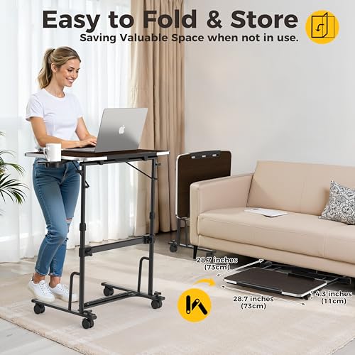 Foldable Standing & Rolling Desk, Upgraded Portable Desk on Wheels, view 5
