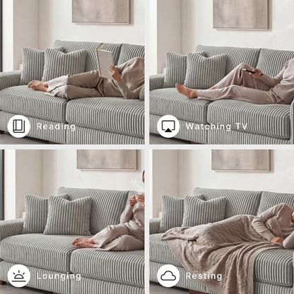 Signature Design by Ashley Lindyn 2-Piece Sectional Sofa, Plush Deep Seat Corduroy Velvet Upholstery, Symmetrical Sectional Couch with Throw Pillows for Cozy Living Rooms, Fog Gray, 98"W