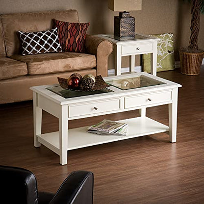 Panorama Glass Top Coffee Table - Transitional Design, Glass and Wood - Ideal for Living Room, Family Room (CK1130)