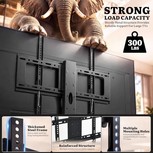 70" TV Stand with Mount, LED Lighting & Power Outlets, Black, view 5