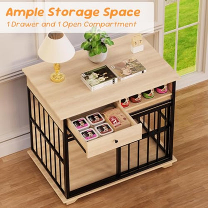 35.5" Dog Crate Furniture, Dog Kennel Indoor with Wheels for Medium Small Dogs, view 5