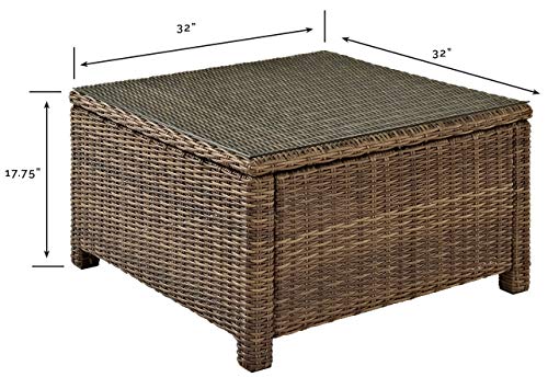 Bradenton All Weather Rattan Wicker Outdoor Sectional Coffee Table for Patio, Deck, Porch, Brown