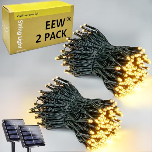 Solar String Lights Outdoor 2 Pack 200 LED 66FT Christmas Lights Warm White, view 2