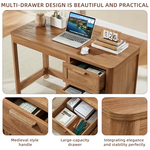 48-Inch Farmhouse Home Office Desk with 3 Drawers,Brown, view 4