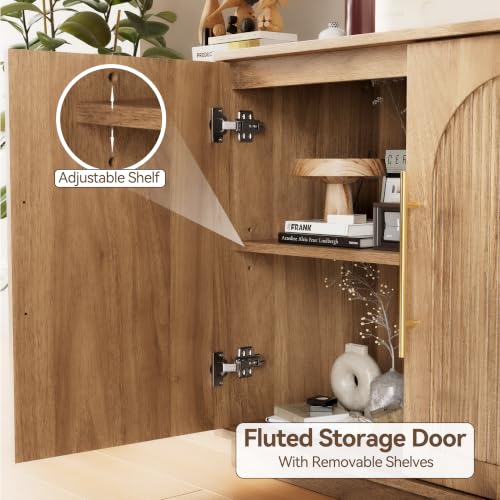 Fluted Sideboard Buffet Cabinet with Storage, view 5