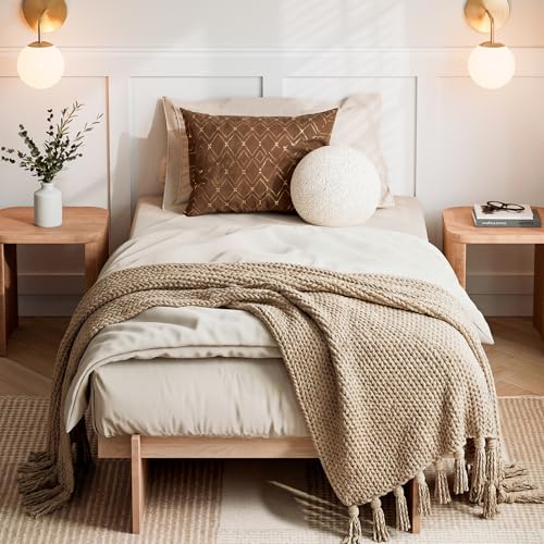 Screwless Twin XL Size Platform Bed with Wooden Slats/No Box Spring Needed/Easy, view 2