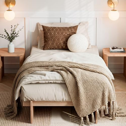 Screwless Twin XL Size Platform Bed with Wooden Slats/No Box Spring Needed/Easy, view 2