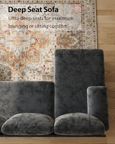 U-Shaped Sectional Couches for Living Room | 112 Inch Modern Sectional Couch | Dark Grey Chenille Sofa with Double Chaise for Apartment