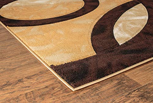 Area Rug 2x3 Brown Door Mat Modern Circles Soft Contemporary Floor Carpet Fluffy Texture for Indoor Living Dining Room and Bedroom Area