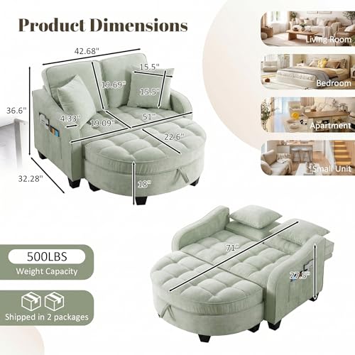 Chaise Lounge Chair Indoor with Storage Ottoman, view 3