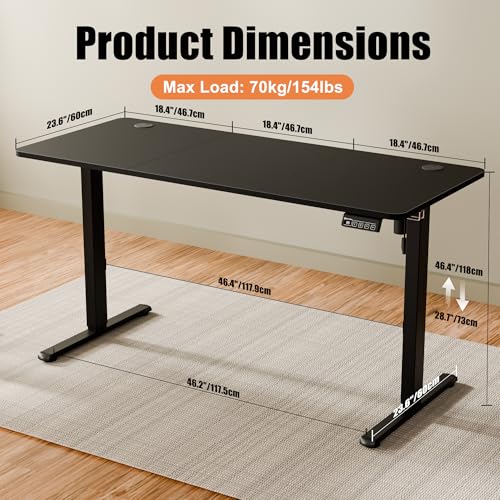 55"x24" Standing Desk, Height Adjustable Sit-Stand Home Office, Black, view 4