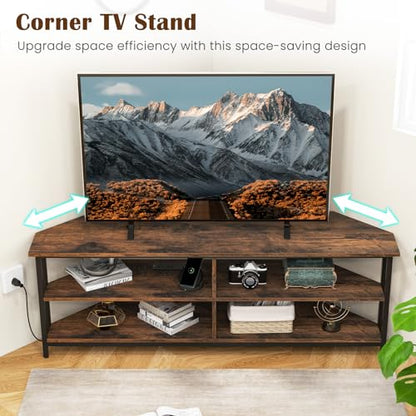 Corner TV Stand for TVs up to 65”, TV Console Table w/AC Outlets, USB A Ports, view 5