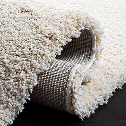 SAFAVIEH Milan Shag Collection Runner Rug - 2' x 6', Ivory, Solid Design, Non-Shedding & Easy to Clean, Plush Thick Pile, Ideal for Hallway, Foyer, Bedroom (SG180-1212)