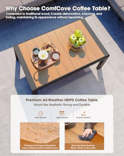 Aluminum Outdoor Patio Furniture Set 6 Seats, Outdoor Sectional Corner Sofa with Thick Waterproof Cushions & Coffee Table, Patio Conversation Sets for Backyard, Porch, Balcony, Deck, Gray