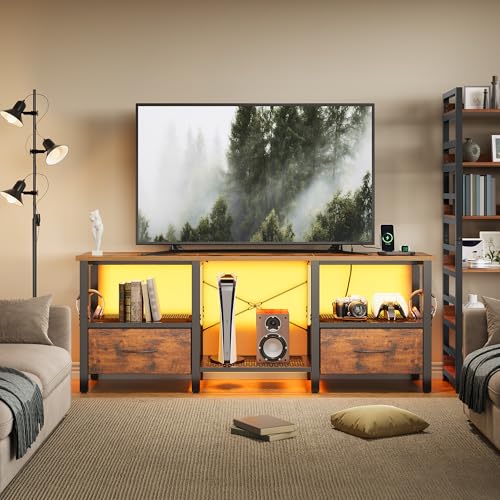 TV Stand for TVs up to 55 Inch, Media Console, 47.2'' Rustic Brown, view 3
