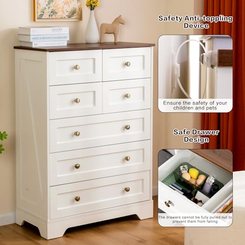 7 Drawers Tall Dressers for Bedroom, 44" Wood Chest of Drawers with Metal Handle, view 4