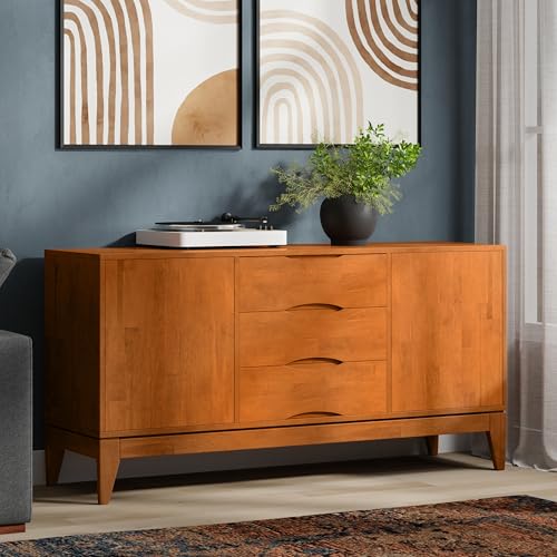 Harper 60" Wide Solid Wood 2-Door Buffet in Teak Brown, view 3
