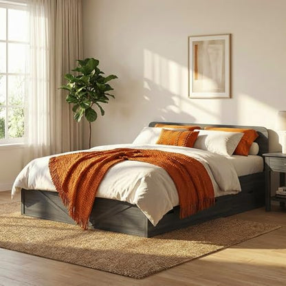 4-in-1 Queen Murphy Bed with Mattress Included & Extra Large Drawers, Multifunctional Cabinet Bed that Converts to Sofa Set for Small Spaces/Guest Bedroom/Living Room, Grey