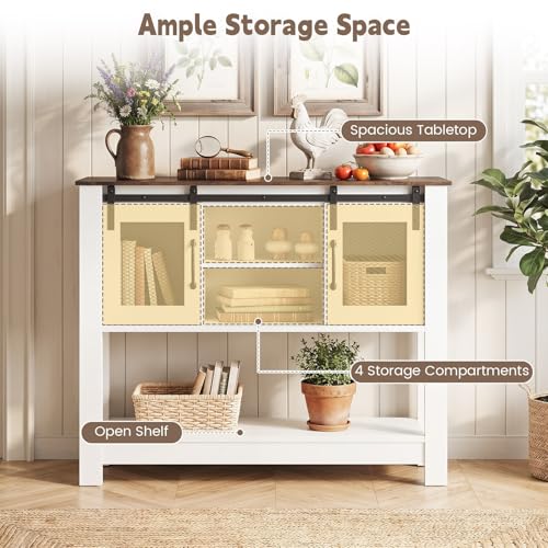 Farmhouse Sideboard Buffet Table with Sliding Barn Doors, view 5